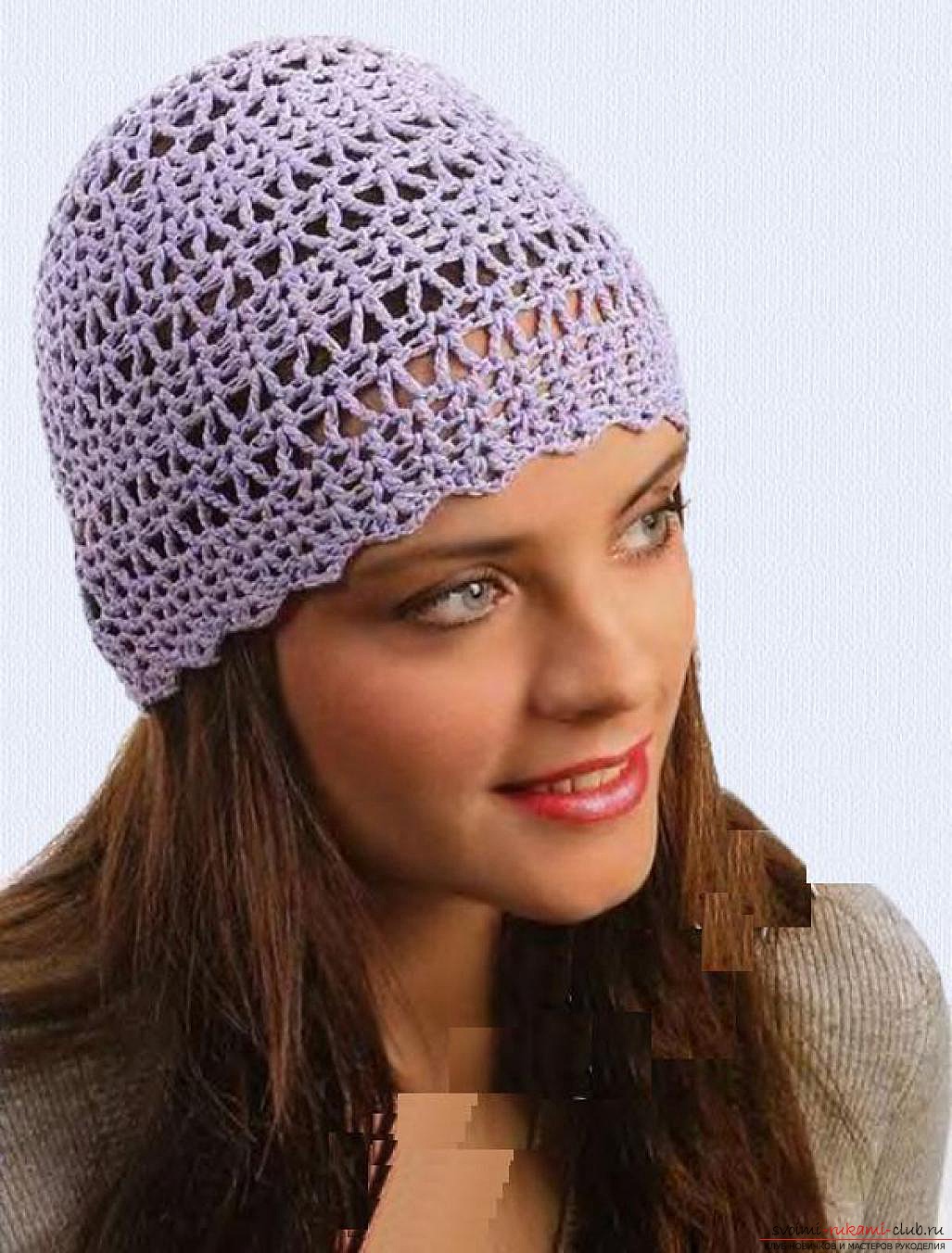 crocheted openwork hat. Picture №3