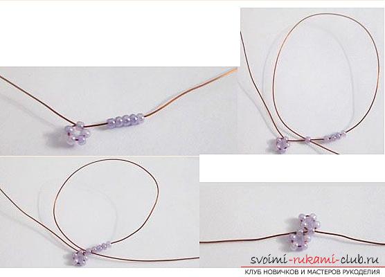 How to make a lilac branch of beads, step-by-step photos and a description of several weaving techniques for beaded floristics. Photo Number 9