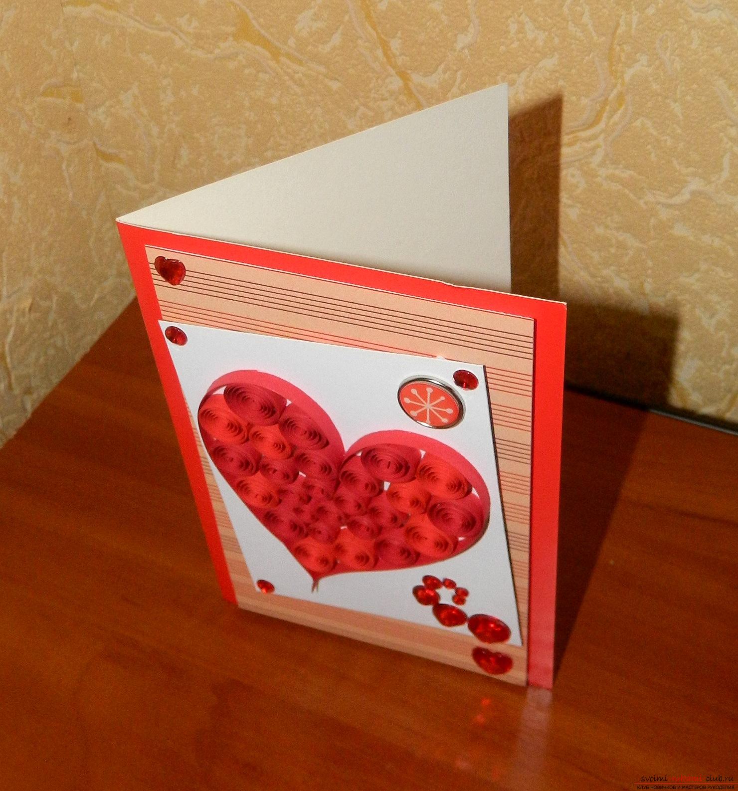 This master class will teach you how to make a valentine with your own hands in the quilling technique .. Photo # 20