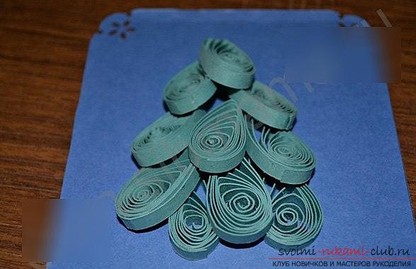 New Year's Quilling postcard - a three-dimensional postcard with your own hands. Photo №5