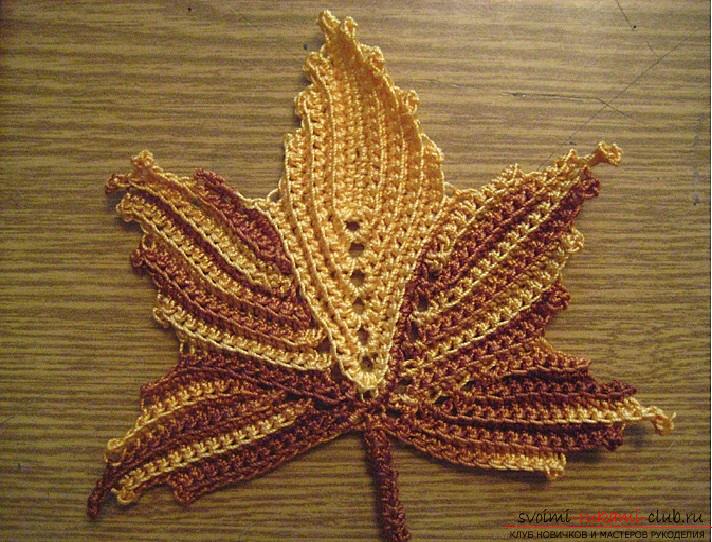 Schemes and a detailed description of how to crochet leaves of different formats .. Photo # 6