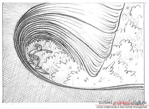 Lesson of drawing a sea wave. Photo # 24