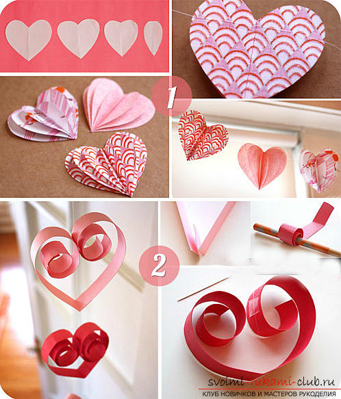 A lot of interesting ideas and master classes on creating decorative elements for Valentine's Day, how to decorate the house, creating postcards by February 14. Photo # 3