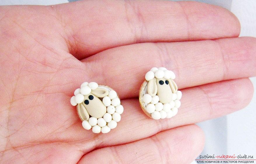 Lambs in the form of earrings - how to make New Year's earrings from polymer clay own hands ?. Photo №4