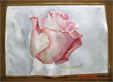 Step by step drawing with watercolor roses. Photo №4