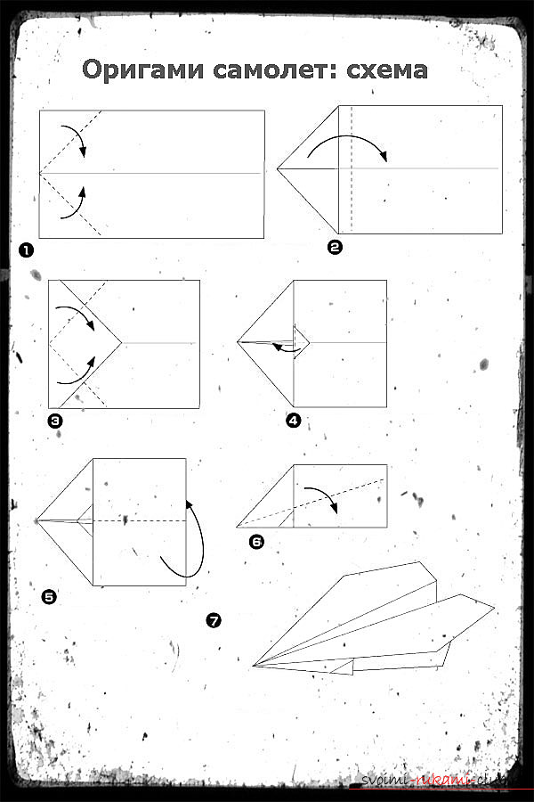 Как да направите хартия самолет в оригами стил. Схема за създаване на самолет и снимка .. Снимка # 2