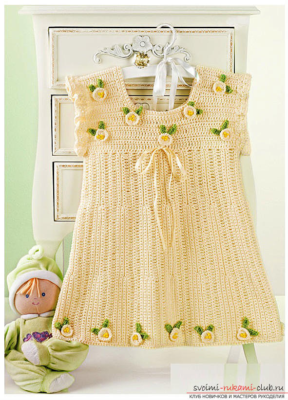 How to crochet a dress for a girl, a pattern, patterns, a description of knitting and a photo of two dresses. Photo №1