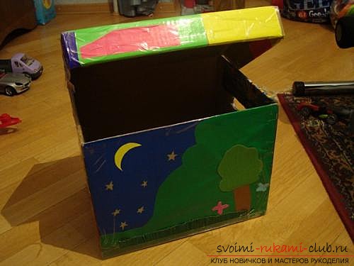Коробка для іграшок, виконана своїми руками. Зроблена безкоштовно коробка для іграшок .. Фото №1