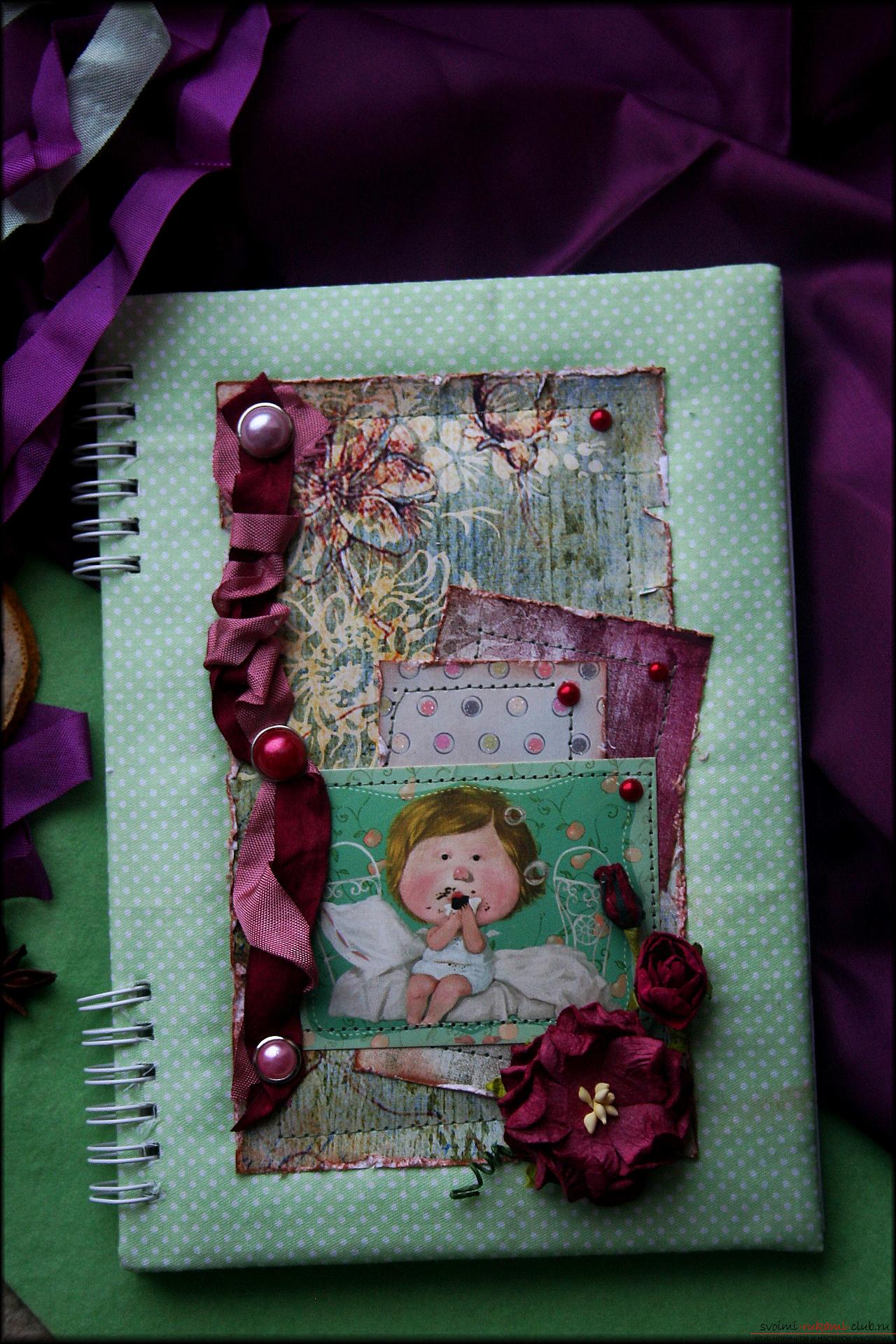 This master class will teach you how to create a notebook using scrapbooking techniques. Photo №1