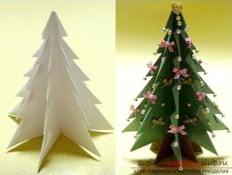 Origami, a Christmas tree of paper with their own hands. Photo №1