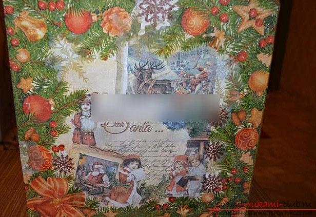 Decoupage of a Christmas gift box for Christmas presents - a master class. Photo №4