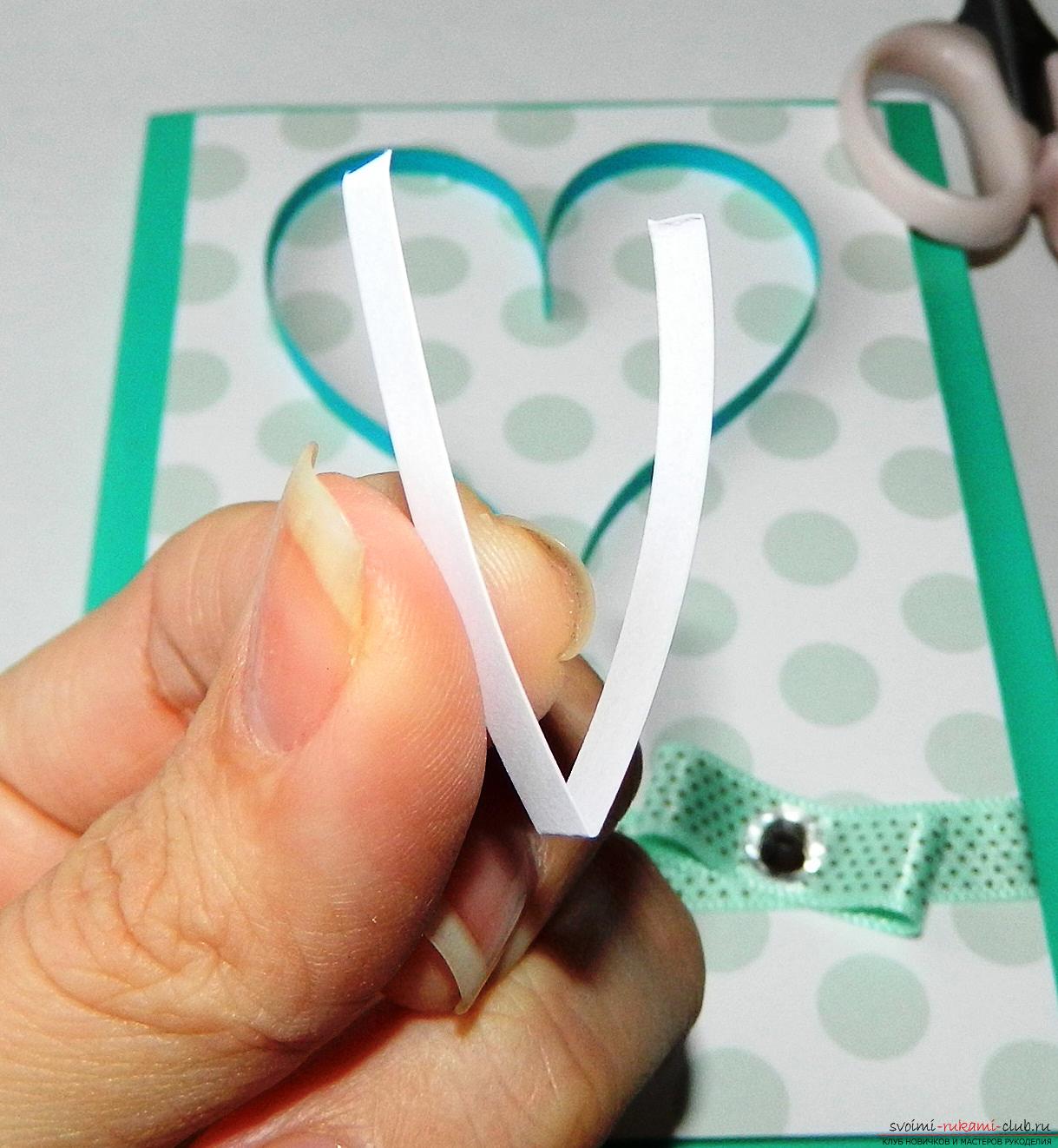 This master class will teach you how to make a quilling card - a valentine card - with your hands .. Photo # 8