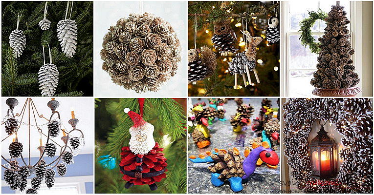 How to make a beautiful decoration for the New Year from the cones with your own hands. Photo №1