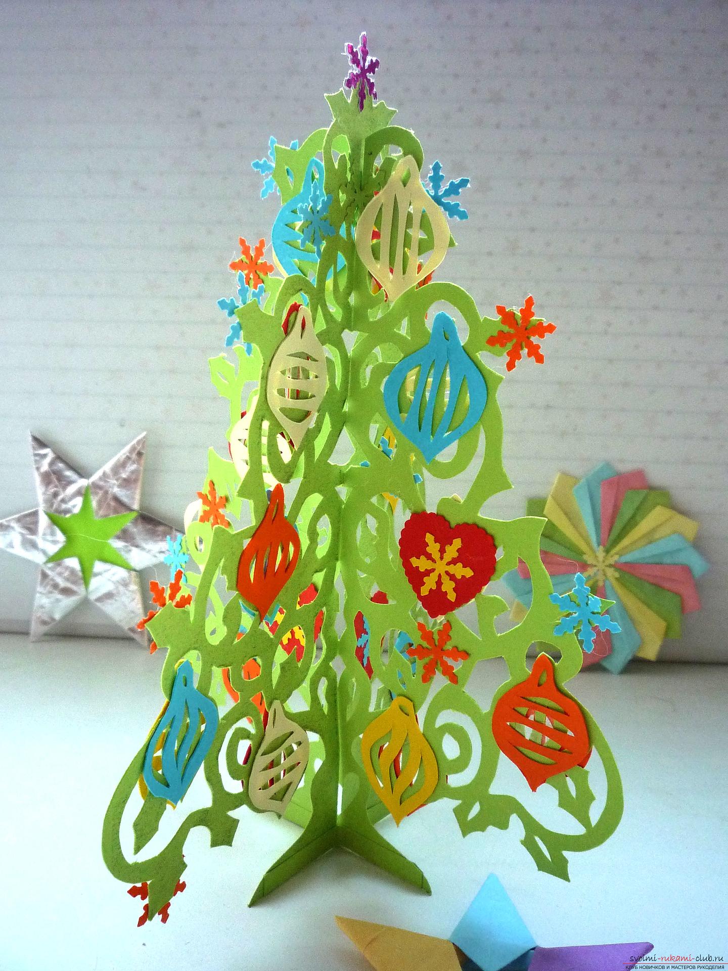 The master class will teach you how to make your own hands a New Year's 3D Christmas tree made of paper. Picture №10