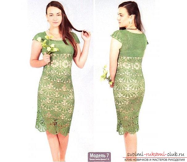 Beautiful fan pattern crochet on the dress - a fan pattern with their own hands and a master class. Photo №1