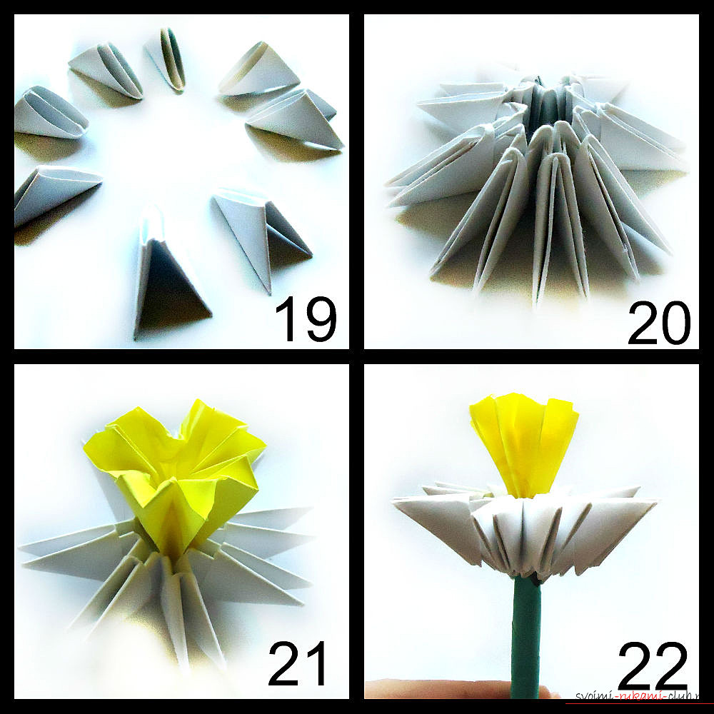 Modular origami flower - a bouquet of daffodils. Photo №4