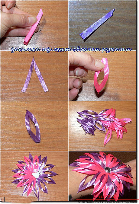 The original Kanzashi hairpin with your own hands is quick and easy. Picture №3