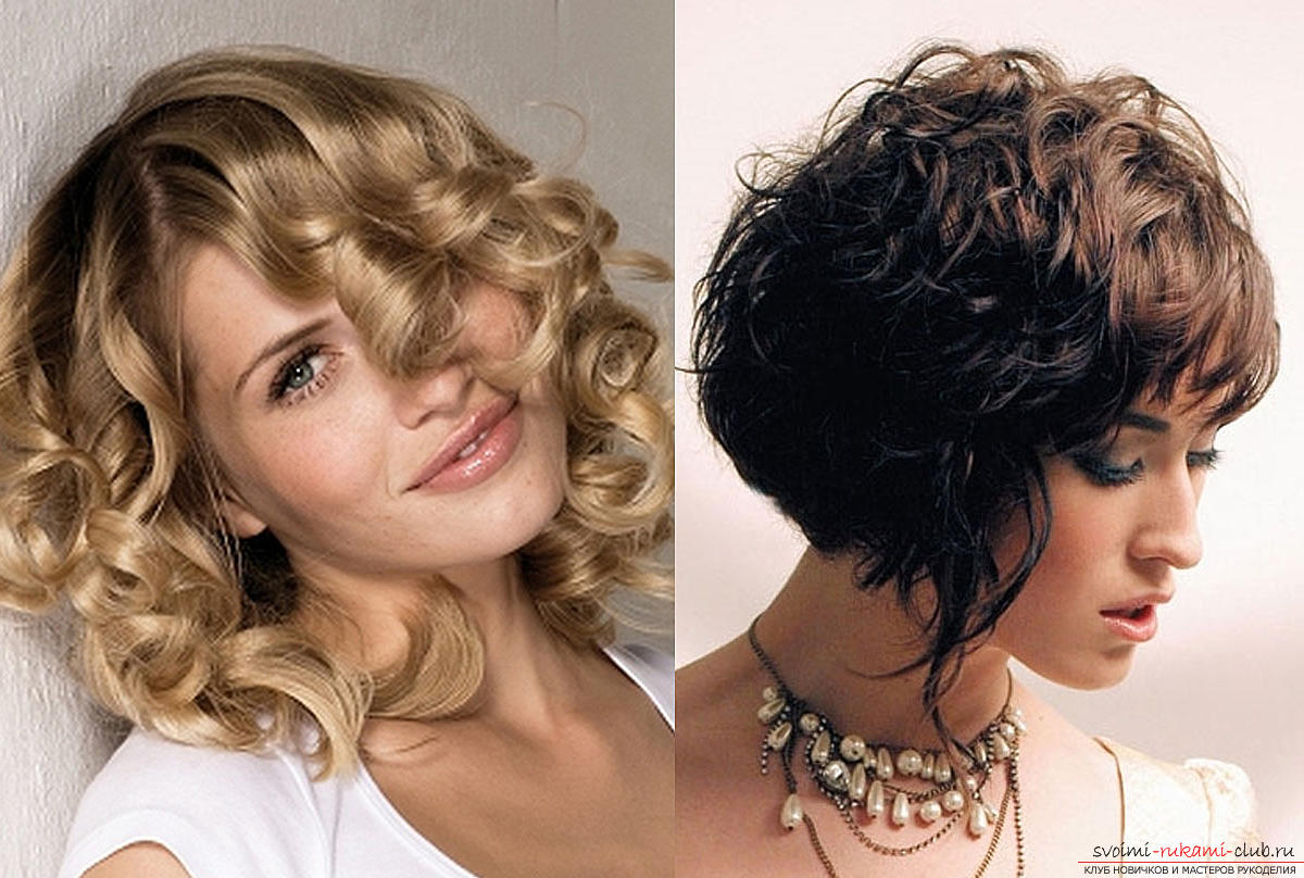 How to make a beautiful hairstyle for curly hair of medium length with your own hands ?. Picture №3