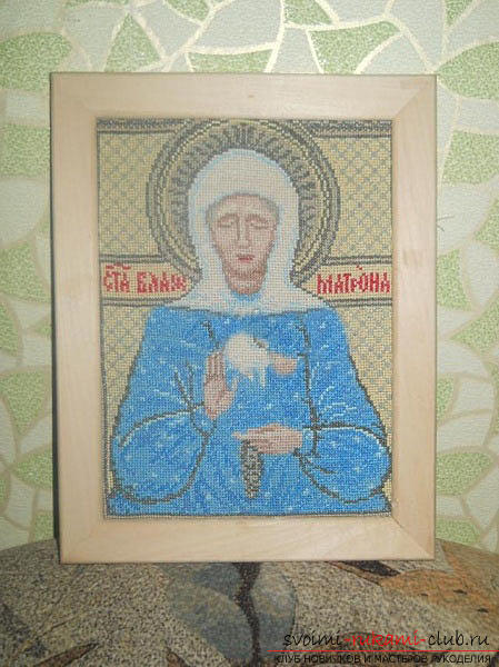 We sew cross-stitch icons of the Savior and Saint Blessed Matron for beginners. Photo Number 11