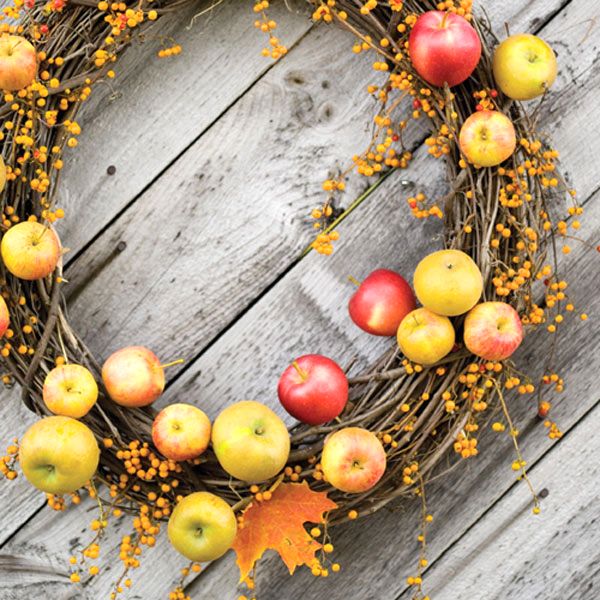 Autumn wreath of apples