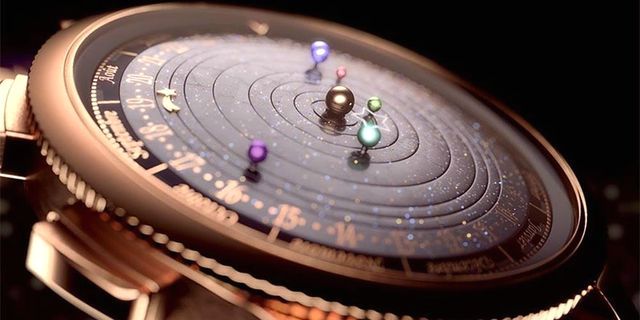 astronomické náramkové hodinky se sluneční soustavou