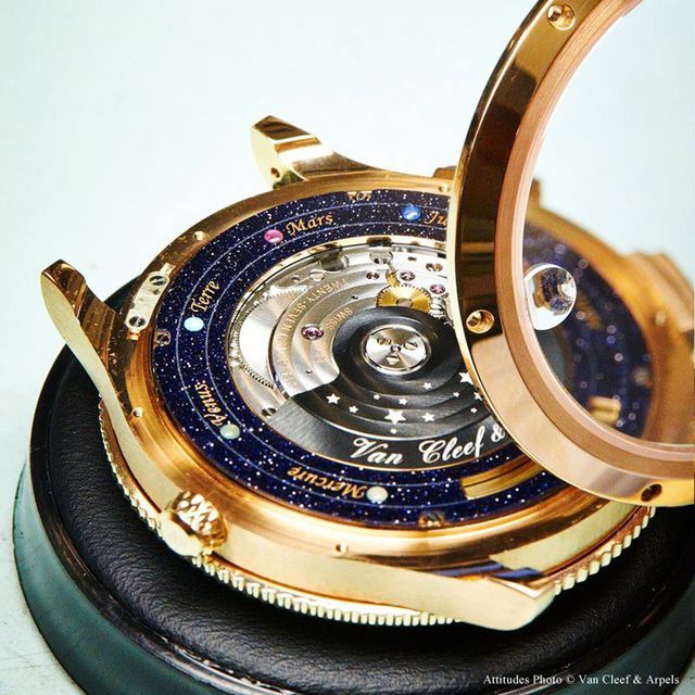 astronomical wristwatch with solar system