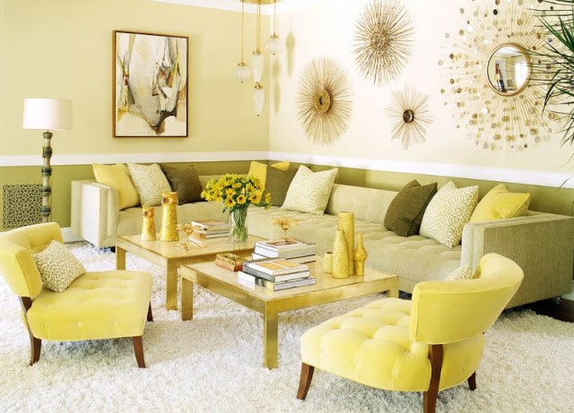 Bright autumn living room interior - photo