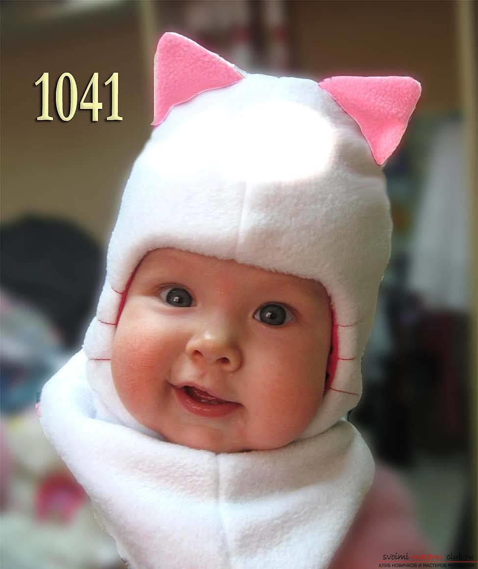 How to carve a children's knitted hat with ears. Photo №1