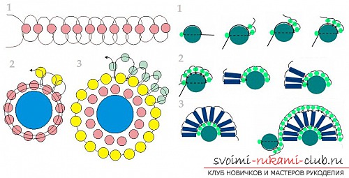 Schemes and photos of different types and styles of weaving jewelry. Ornaments to anyone along, created with beading .. Picture number 4