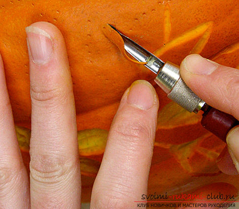 How to make beautiful and original products fromvarious vegetables, step-by-step photos and instructions for creating flowers from onions, mocovi, red cabbage and Peking cabbage, handmade pumpkin in carving technique. Photo №50