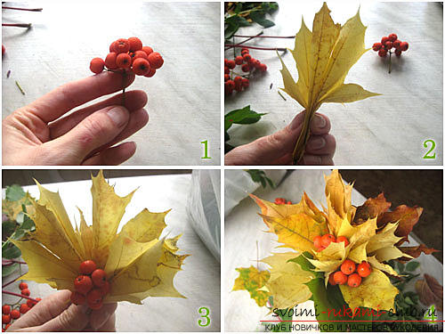 Making a tree from autumn leaves .. Photo # 1