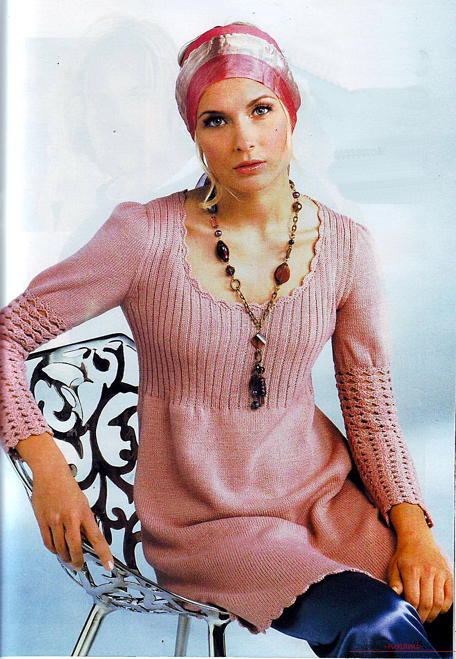Knitted on circular knitting needles tunic for women. Photo №4