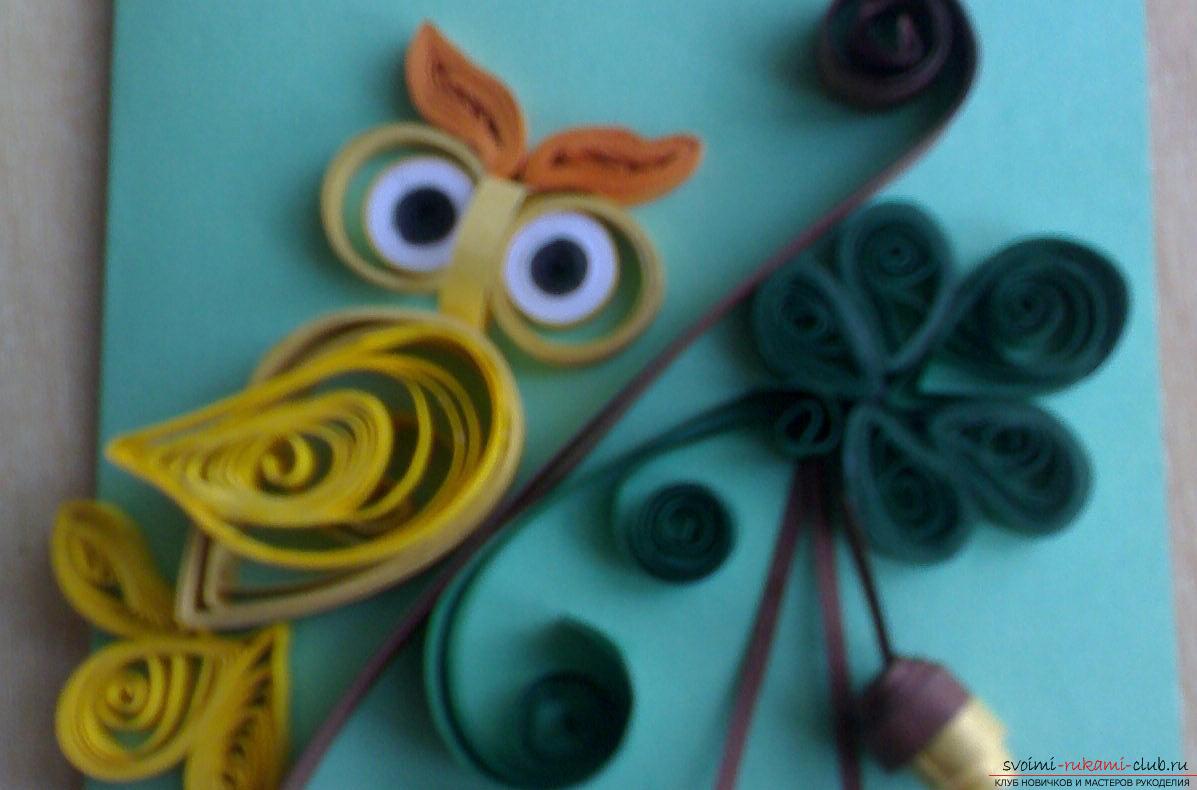 Quilling style of an owl - postcard of an owl in the quilling technique with your own hands. Photo №6