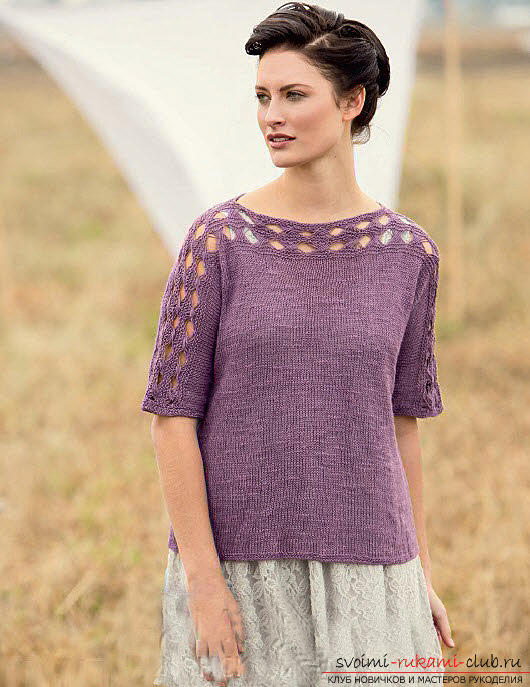 Learning to knit a summer pullover for a woman is easy and fast. Photo №7