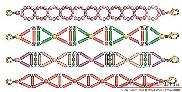 What techniques can you weave a bracelet from beads - a scheme of baubles for beginners. Photo №5