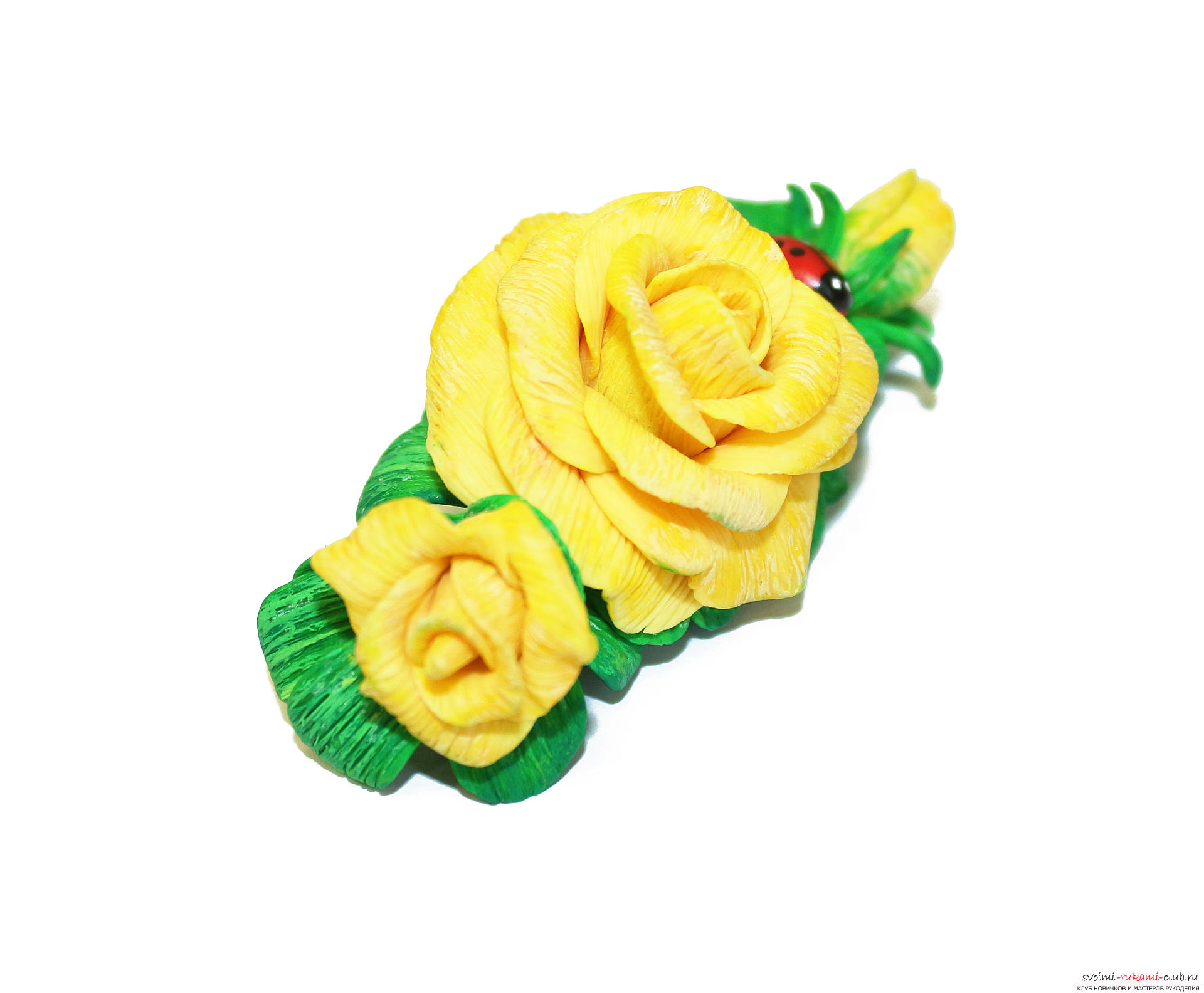 This detailed master class with photo and description will teach you how to make your own flowers from polymer clay for a hair clip .. Photo №1