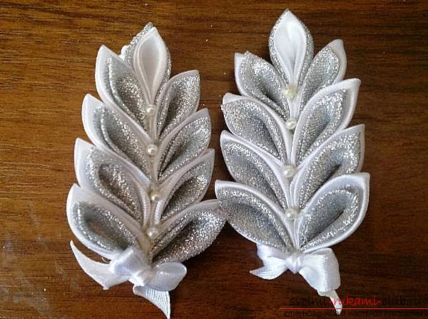 How to make a snowflake Kanzashi with their own hands for the New Year 2016. Photo # 5