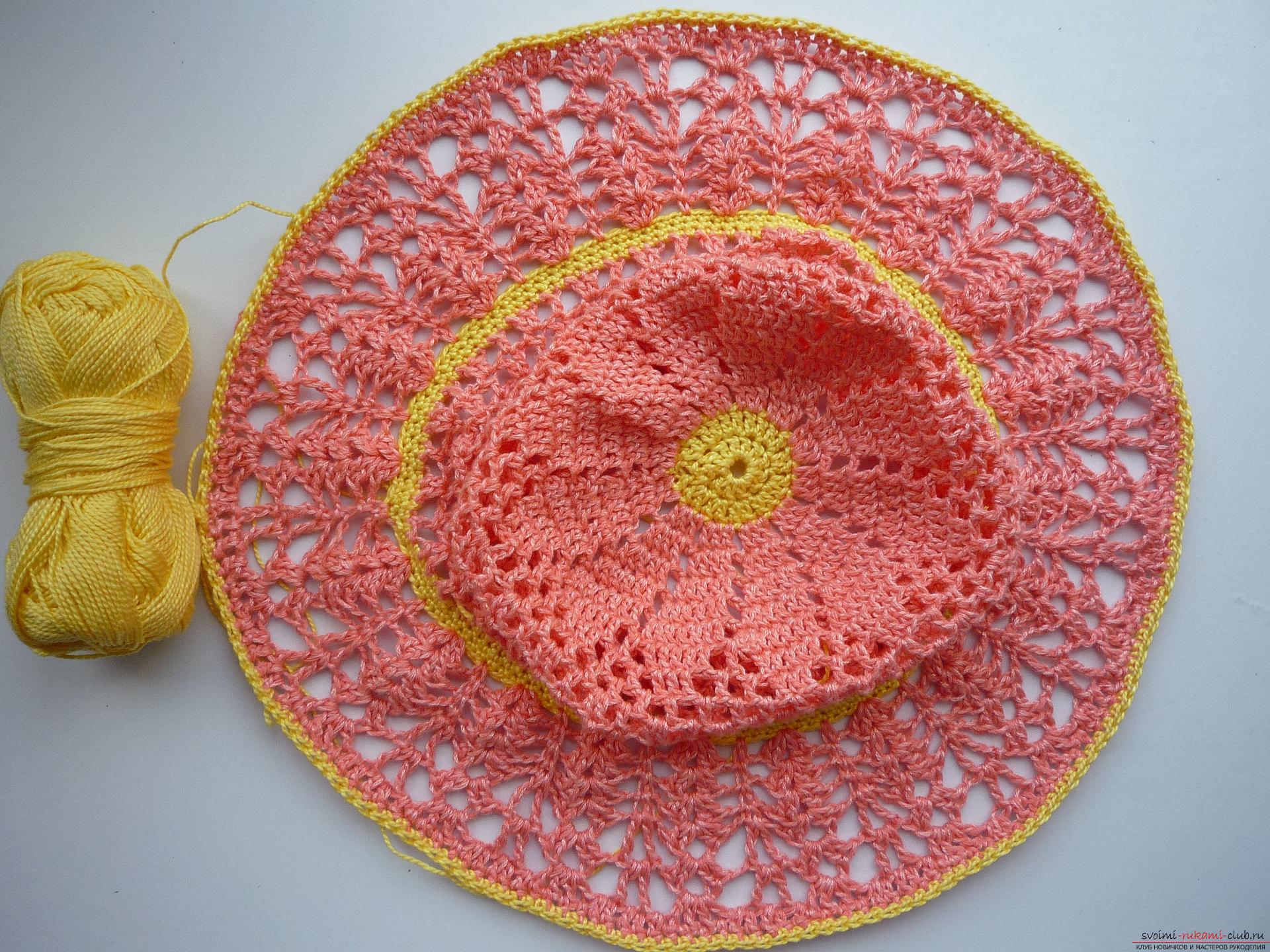 This detailed master class contains crochet lessons for beginners and will teach you how to crochet a summer hat. Photo # 23