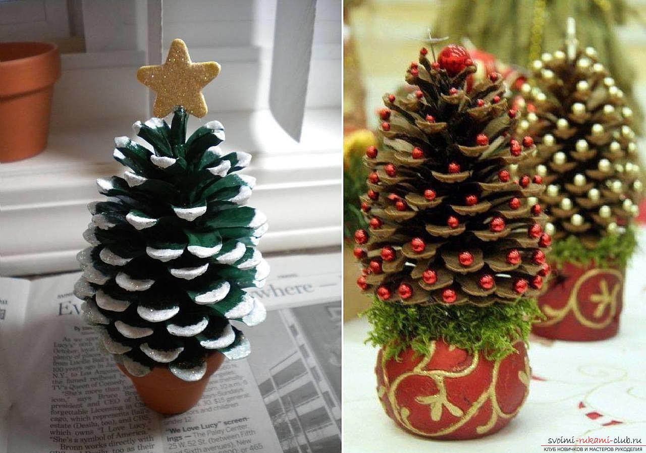 A ball and a Christmas tree for the New Year from cones. Picture №3