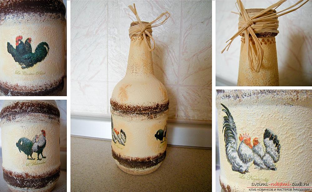 Decoupage bottles with normal napkins. Photo # 2