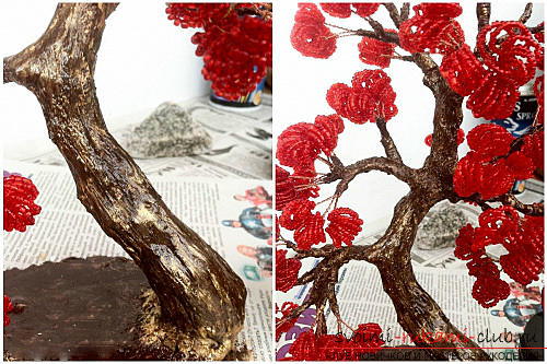 Free detailed lessons on weaving of beads bonsai in different shades. Photo Number 9