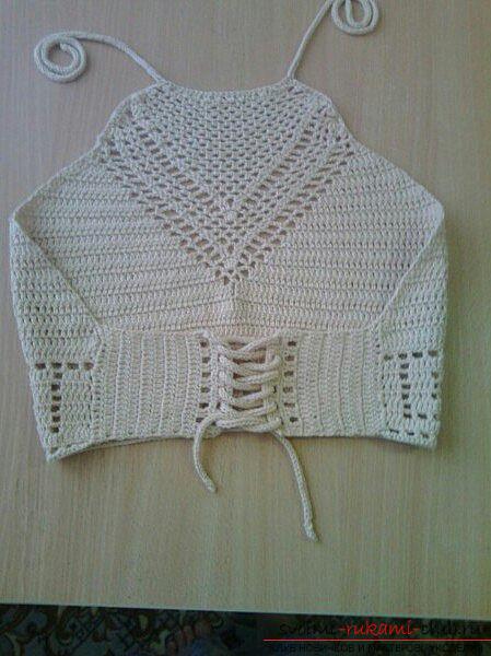 White cotton-top made from yarn Vita cotton Lily. Photo №1