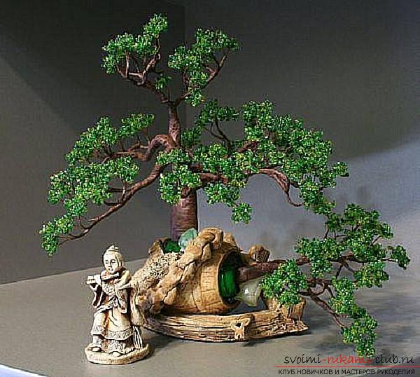 Free detailed lessons on weaving of beads bonsai in different shades. Photo Number 21