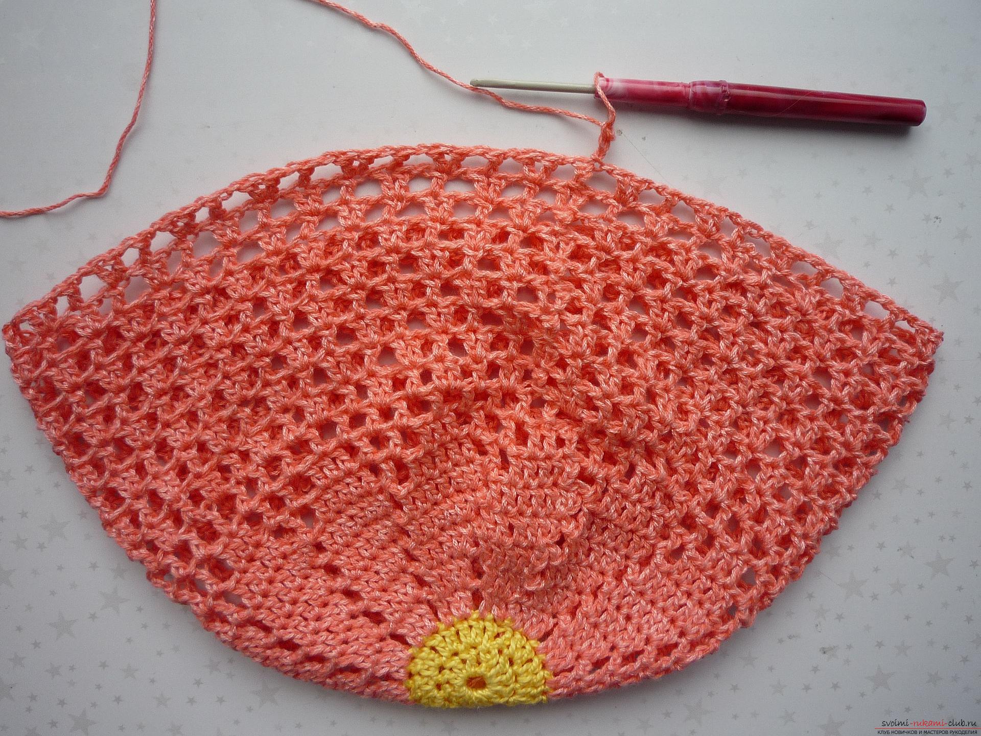 This detailed master class contains crochet lessons for beginners and will teach how to crochet a summer hat .. Photo # 14