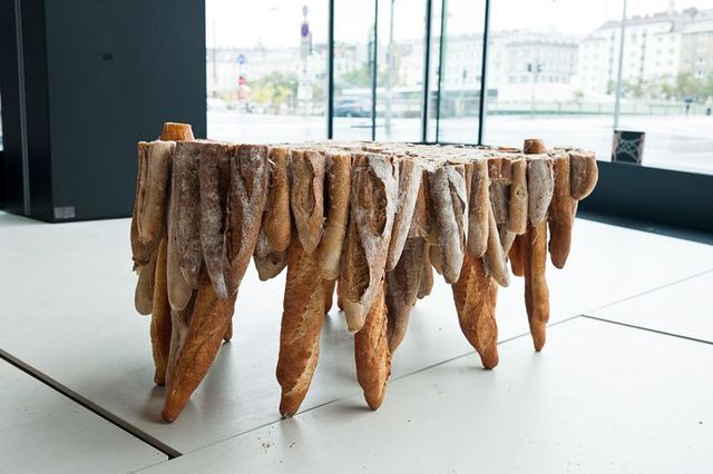 a table of hardened bread