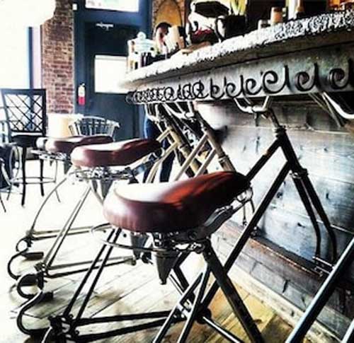 Bar stools made of bicycle frames