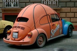 A car in the form of a basketball.