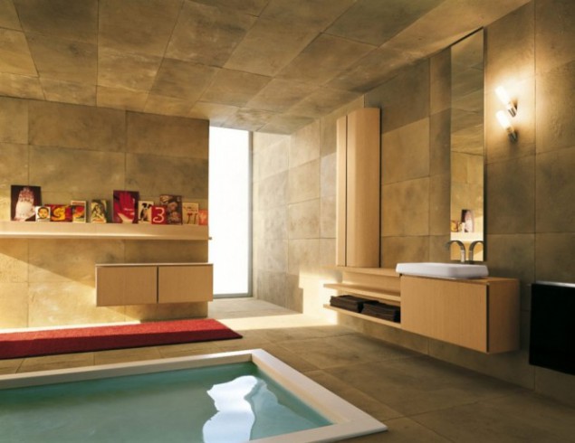 златен интериор с вградена баня