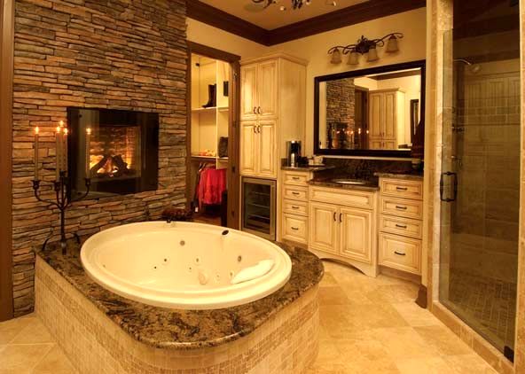 bathroom with electric fireplace