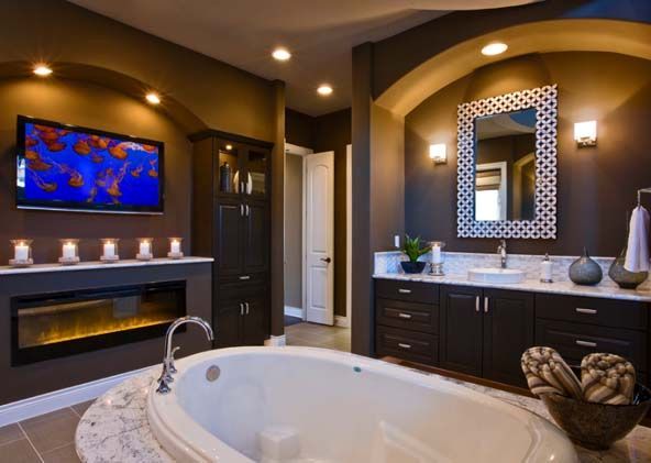 bathroom with a fire place